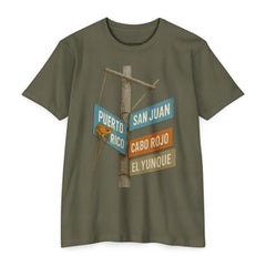 Puerto Rico Street Sign Tee San Juan Cabo Rojo El Yunque Unisex Graphic T Shirt