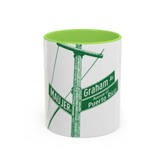 Graham Ave Puerto Rico Mug Brooklyn Coffee Mug, 11oz Ceramic, Multiple Interior Colors