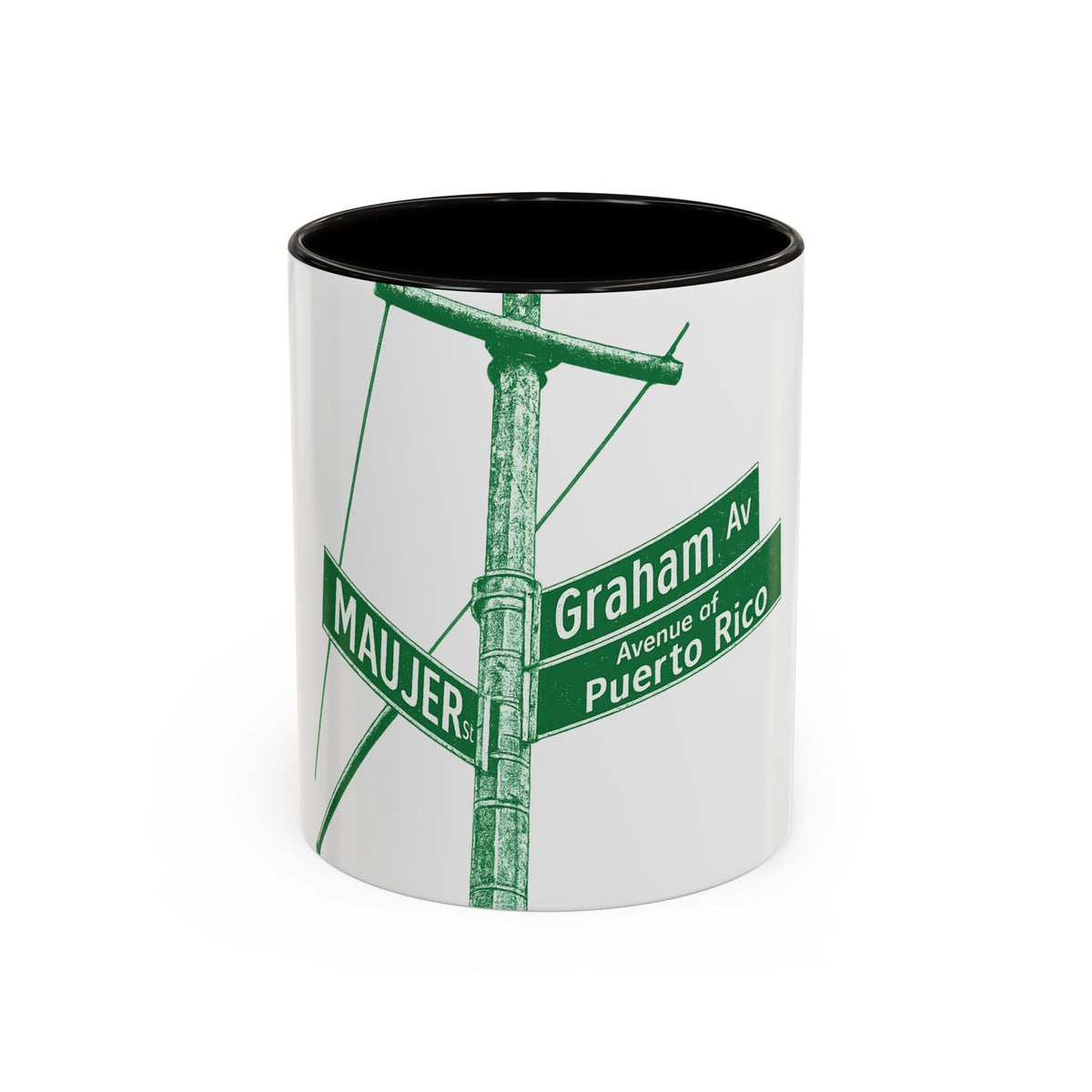 Graham Ave Puerto Rico Mug Brooklyn Coffee Mug, 11oz Ceramic, Multiple Interior Colors