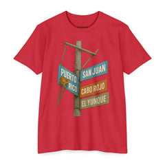 Puerto Rico Street Sign Tee San Juan Cabo Rojo El Yunque Unisex Graphic T Shirt