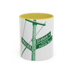 Graham Ave Puerto Rico Mug Brooklyn Coffee Mug, 11oz Ceramic, Multiple Interior Colors