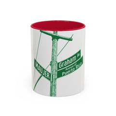 Graham Ave Puerto Rico Mug Brooklyn Coffee Mug, 11oz Ceramic, Multiple Interior Colors
